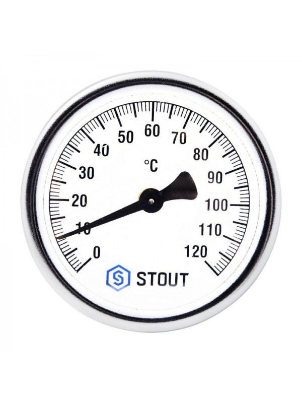 Термометр биметаллический с погружной гильзой (резьба с самоуплотнением, корпус Dn 63 мм, гильза 50 мм 1/2") Stout