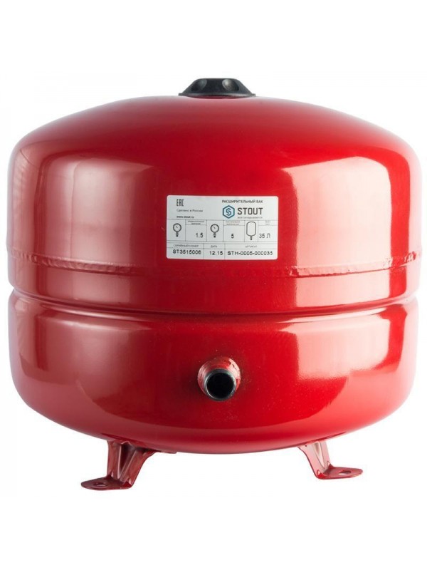 Расширительный бак для систем отопления с диафрагмой на 100 л (цвет красный) Stout