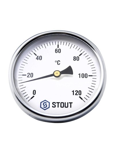 Термометр биметаллический накладной с пружиной (корпус Dn 63 мм, 1/2") Stout
