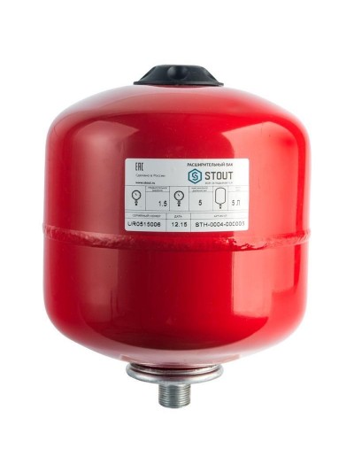 Расширительный бак для систем отопления с диафрагмой на 8 л (цвет красный) Stout